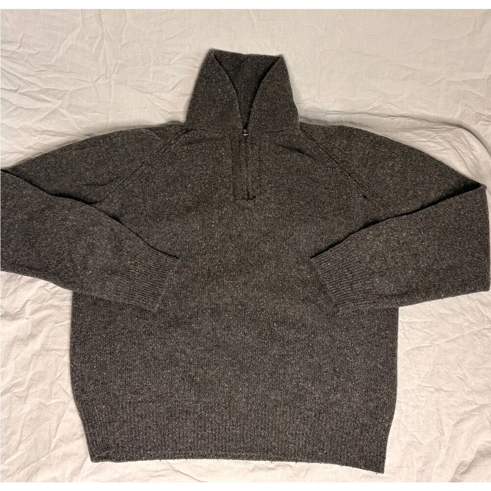 J. Crew VTG Merino Pullover Wool Blend 1/4 Zipper Dark Gray Sweater
